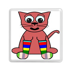 Cartoon Cat In Rainbow Socks Memory Card Reader (square)  by Nexatart