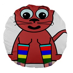 Cartoon Cat In Rainbow Socks Large 18  Premium Round Cushions by Nexatart