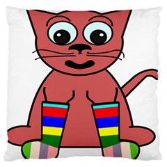 Cartoon Cat In Rainbow Socks Standard Flano Cushion Case (two Sides) by Nexatart