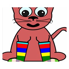 Cartoon Cat In Rainbow Socks Double Sided Flano Blanket (small)  by Nexatart