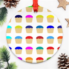 Colorful Cupcakes Pattern Ornament (round) by Nexatart