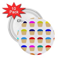 Colorful Cupcakes Pattern 2 25  Buttons (10 Pack)  by Nexatart