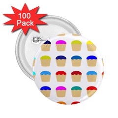 Colorful Cupcakes Pattern 2 25  Buttons (100 Pack)  by Nexatart