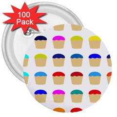 Colorful Cupcakes Pattern 3  Buttons (100 Pack)  by Nexatart