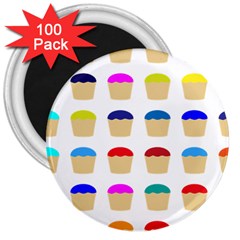 Colorful Cupcakes Pattern 3  Magnets (100 Pack) by Nexatart