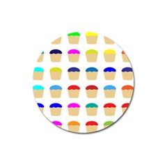 Colorful Cupcakes Pattern Magnet 3  (round) by Nexatart