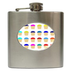 Colorful Cupcakes Pattern Hip Flask (6 Oz) by Nexatart