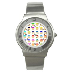 Colorful Cupcakes Pattern Stainless Steel Watch by Nexatart