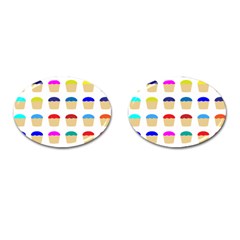 Colorful Cupcakes Pattern Cufflinks (oval) by Nexatart