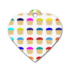 Colorful Cupcakes Pattern Dog Tag Heart (one Side) by Nexatart