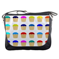 Colorful Cupcakes Pattern Messenger Bags by Nexatart