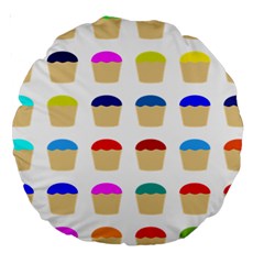 Colorful Cupcakes Pattern Large 18  Premium Round Cushions by Nexatart