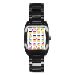 Colorful Cupcakes Pattern Stainless Steel Barrel Watch by Nexatart