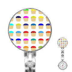 Colorful Cupcakes Pattern Stainless Steel Nurses Watch by Nexatart