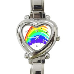 Rainbow Heart Italian Charm Watch by Nexatart