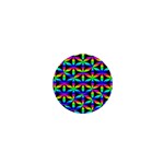 Rainbow Flower Of Life In Black Circle 1  Mini Buttons Front