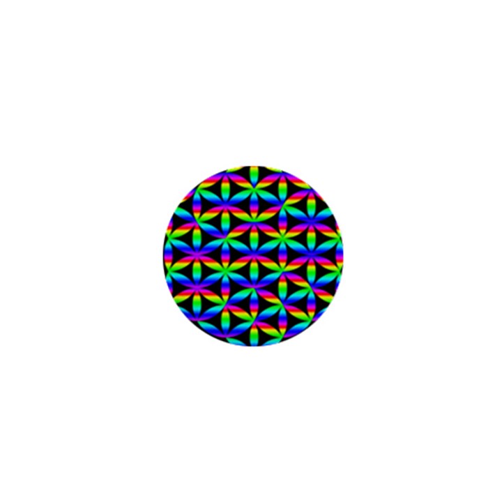 Rainbow Flower Of Life In Black Circle 1  Mini Buttons