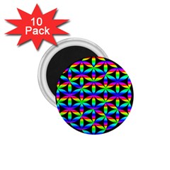 Rainbow Flower Of Life In Black Circle 1 75  Magnets (10 Pack)  by Nexatart