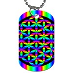 Rainbow Flower Of Life In Black Circle Dog Tag (One Side) Front