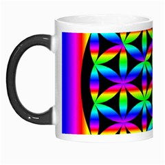 Rainbow Flower Of Life In Black Circle Morph Mugs by Nexatart