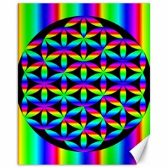 Rainbow Flower Of Life In Black Circle Canvas 16  X 20   by Nexatart