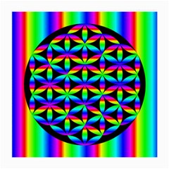 Rainbow Flower Of Life In Black Circle Medium Glasses Cloth (2-side) by Nexatart