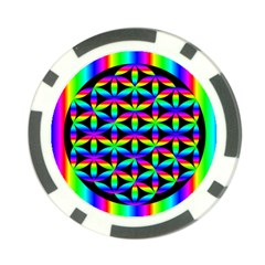 Rainbow Flower Of Life In Black Circle Poker Chip Card Guard by Nexatart