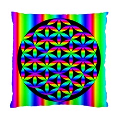 Rainbow Flower Of Life In Black Circle Standard Cushion Case (one Side) by Nexatart