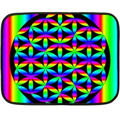 Rainbow Flower Of Life In Black Circle Double Sided Fleece Blanket (mini)  by Nexatart