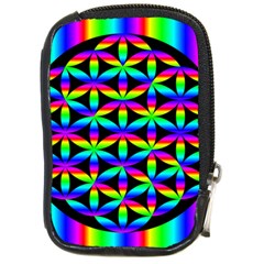 Rainbow Flower Of Life In Black Circle Compact Camera Cases by Nexatart