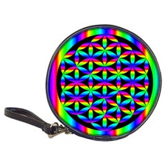 Rainbow Flower Of Life In Black Circle Classic 20-cd Wallets by Nexatart