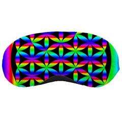 Rainbow Flower Of Life In Black Circle Sleeping Masks