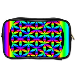 Rainbow Flower Of Life In Black Circle Toiletries Bags 2-side by Nexatart