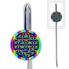 Rainbow Flower Of Life In Black Circle Book Mark by Nexatart