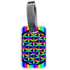 Rainbow Flower Of Life In Black Circle Luggage Tags (two Sides) by Nexatart