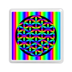 Rainbow Flower Of Life In Black Circle Memory Card Reader (square)  by Nexatart