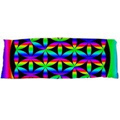 Rainbow Flower Of Life In Black Circle Body Pillow Case (dakimakura) by Nexatart