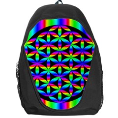 Rainbow Flower Of Life In Black Circle Backpack Bag by Nexatart