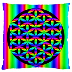 Rainbow Flower Of Life In Black Circle Standard Flano Cushion Case (one Side) by Nexatart