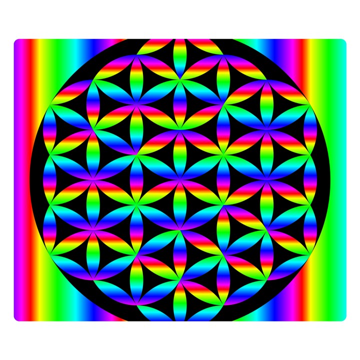 Rainbow Flower Of Life In Black Circle Double Sided Flano Blanket (Small) 