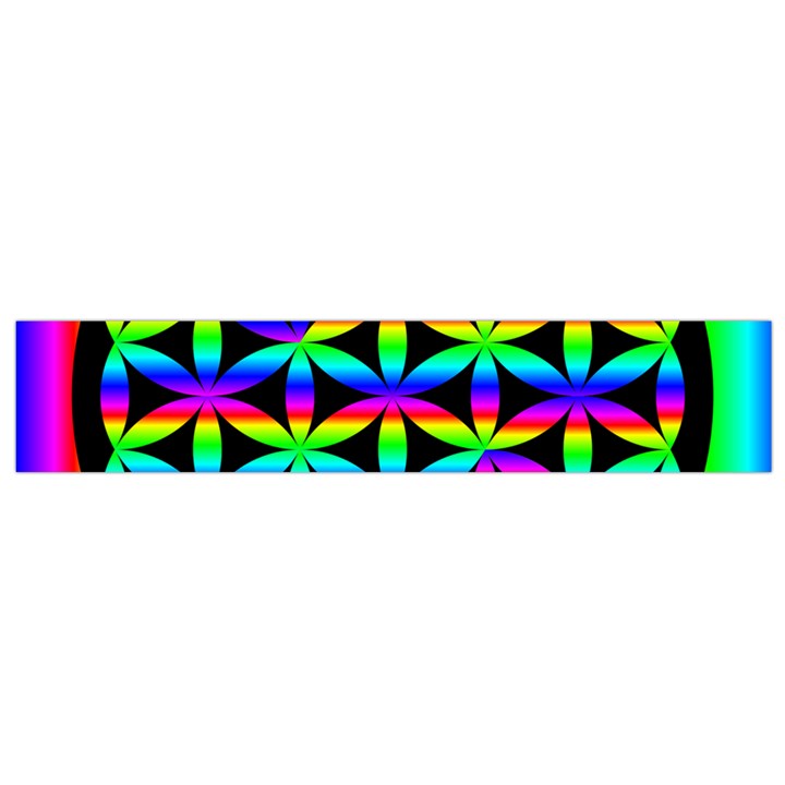 Rainbow Flower Of Life In Black Circle Flano Scarf (Small)