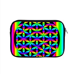 Rainbow Flower Of Life In Black Circle Apple Macbook Pro 15  Zipper Case by Nexatart