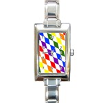 Rainbow Flag Bavaria Rectangle Italian Charm Watch Front