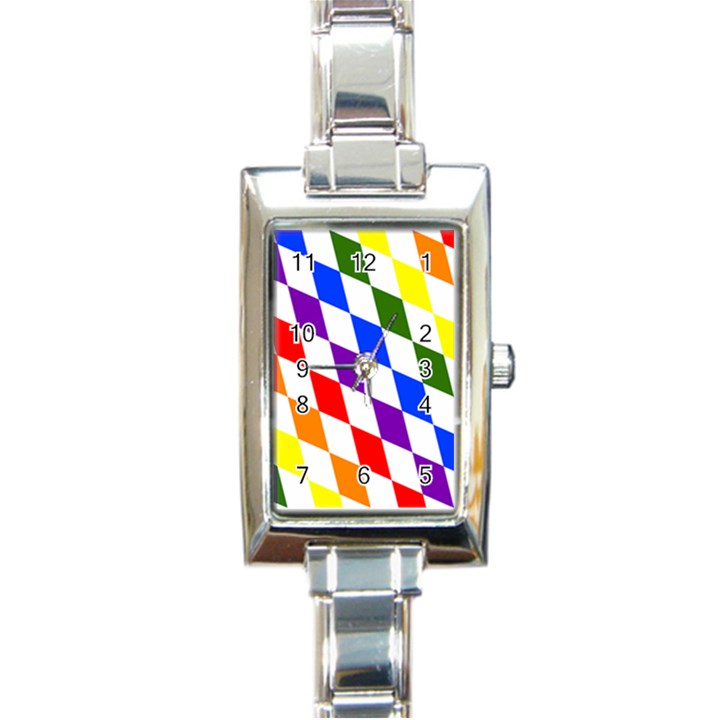 Rainbow Flag Bavaria Rectangle Italian Charm Watch