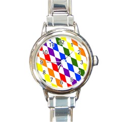 Rainbow Flag Bavaria Round Italian Charm Watch by Nexatart