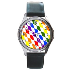 Rainbow Flag Bavaria Round Metal Watch by Nexatart