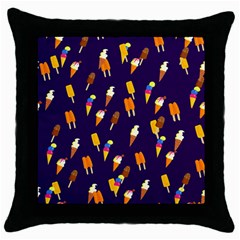 Seamless Ice Cream Pattern Throw Pillow Case (black) by Nexatart