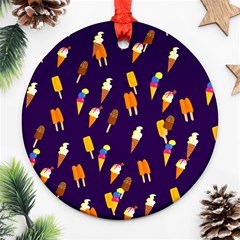 Seamless Ice Cream Pattern Round Ornament (two Sides) by Nexatart