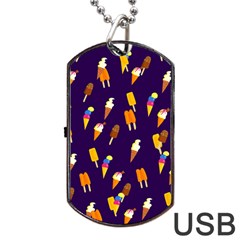 Seamless Ice Cream Pattern Dog Tag Usb Flash (one Side) by Nexatart