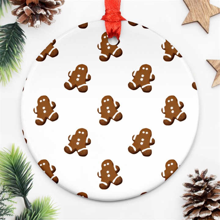 Gingerbread Seamless Pattern Round Ornament (Two Sides)